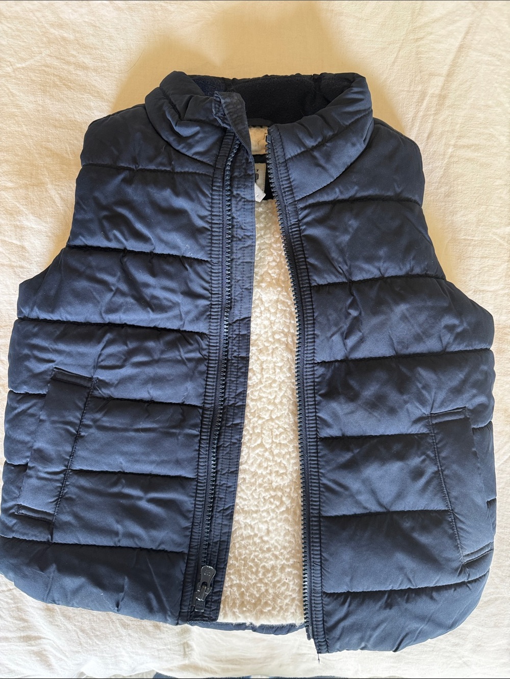 Navy Quilted Sherpa-Lined Gap Boys Vest